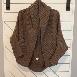 Dark brown oversized cardigan.